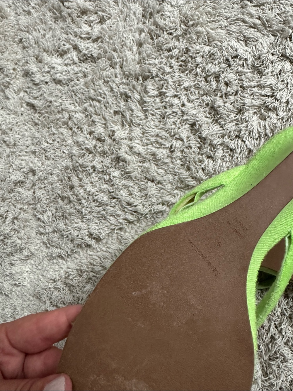 Reformation Lime Green Flip Flop Sandals Amelia Thong Wedge Sandals terry 9 - Picture 8 of 11